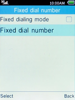 Select Fixed dial number and press the Left selection key.