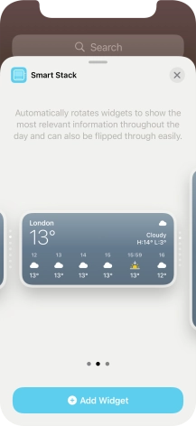 Slide your finger right or left on the screen to select the required widget size.