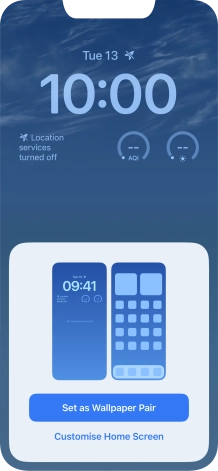 To use the same colour theme on the home screen, press Set as Wallpaper Pair. To use the same colour theme on the home screen, press Set as Wallpaper Pair.