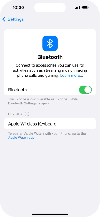 Press the required Bluetooth device and follow the instructions on the screen to pair the device with your phone.