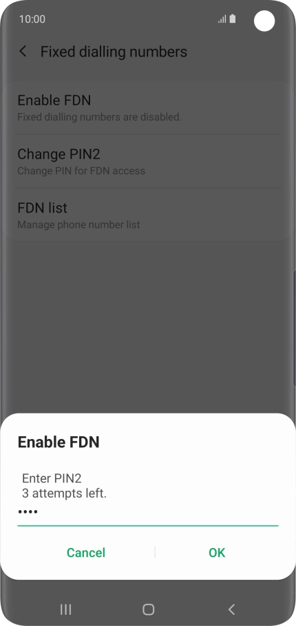 Key in your PIN2 and press OK.