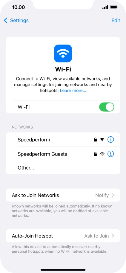 Press the required Wi-Fi network and key in the password for the Wi-Fi network.