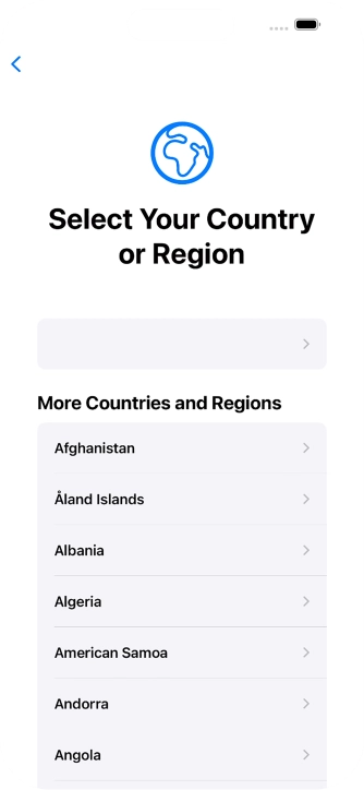 Press the required country or area.