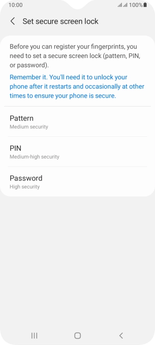 Press the required phone lock code and follow the instructions on the screen to create an additional phone lock code.