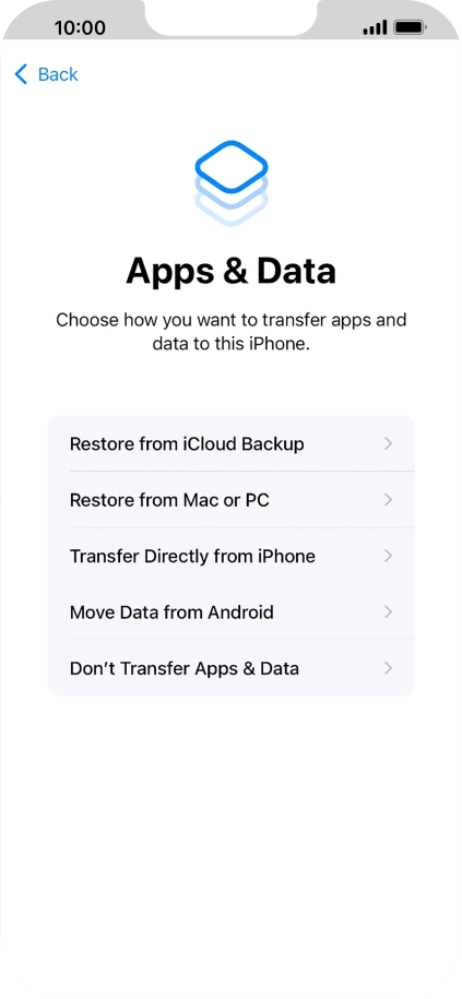 Press Don't Transfer Apps & Data and follow the instructions on the screen to finish the activation.