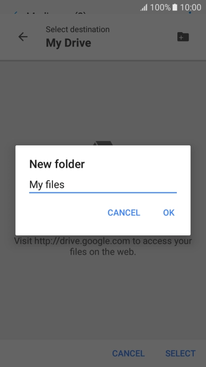 Key in a name for the folder and press OK.