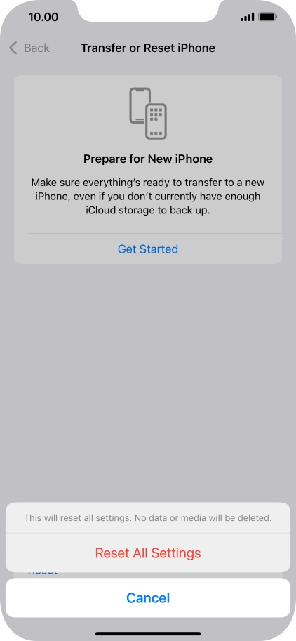 Press Reset All Settings.