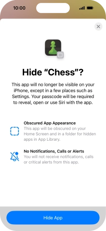 Press Hide App. Press Hide App.
