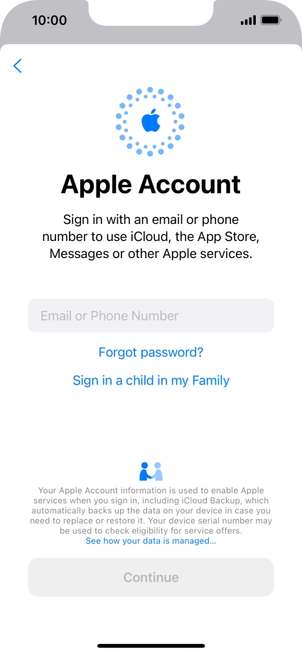 Press Email or Phone Number and key in the username for your Apple ID.