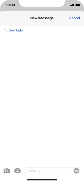 If the recipient can receive iMessages, iMessage is displayed in the text input field.
