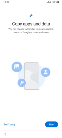 You can transfer the contents of another phone to your phone when it's activated for the first time and after a factory reset. When this screen is displayed, your phone is ready to transfer contents from another phone.