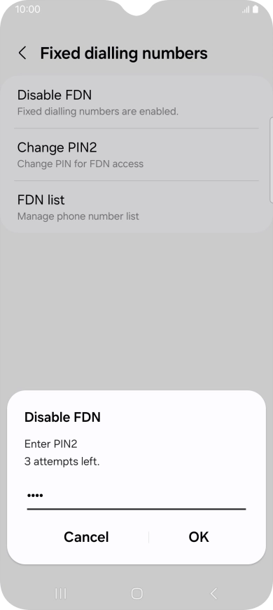Key in your PIN2 and press OK.