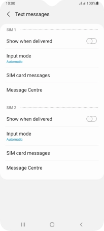 Press Message Centre below the required SIM.
