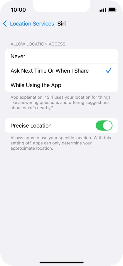 Press the required setting to turn the function on or off.