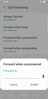 Key in (prefix) 5 (your phone number) and press Enable. Key in (prefix) 5 (your phone number) and press Enable.