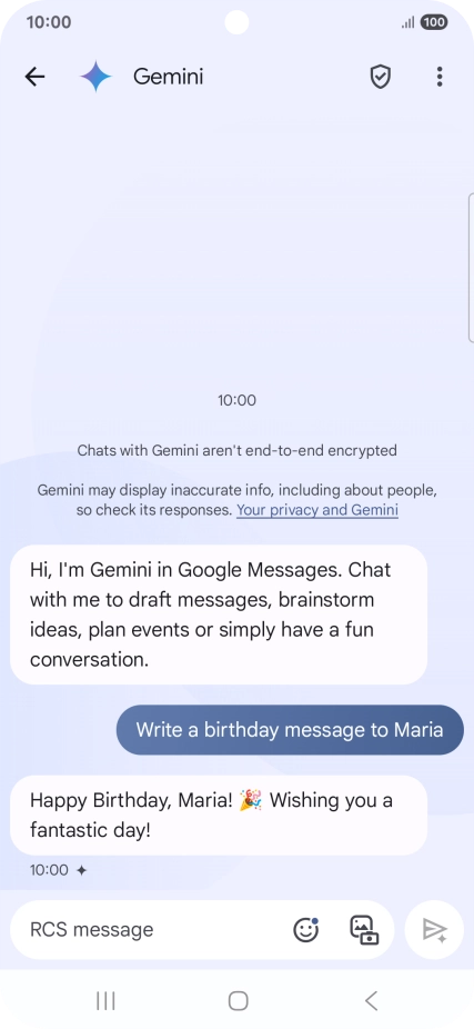 The text suggestion from Gemini is displayed.