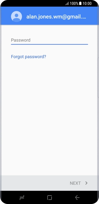 Press Password and key in the password for your Google account.