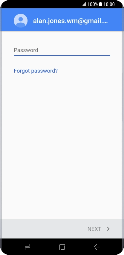 Press Password and key in the password for your Google account.