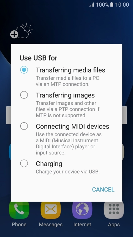 Press Transferring media files to turn on the function.