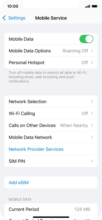 Press Mobile Data Options.