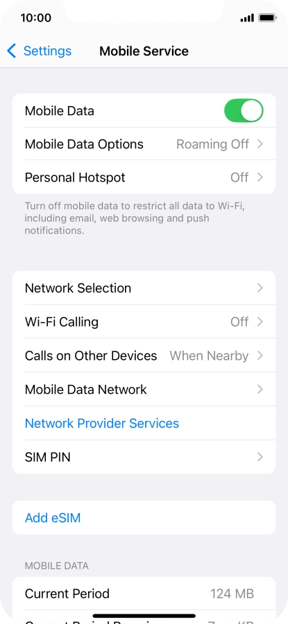 Press Mobile Data Options.