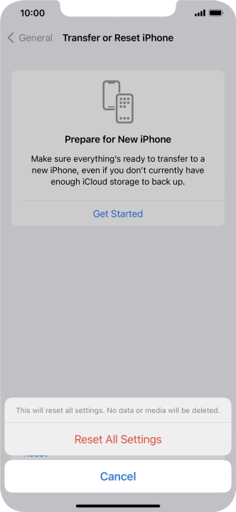Press Reset All Settings. Press Reset All Settings.