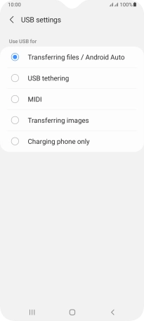 Press Transferring files / Android Auto.