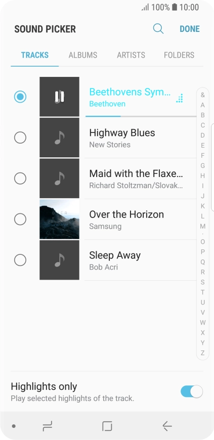 Once you've found a ring tone you like, press DONE.