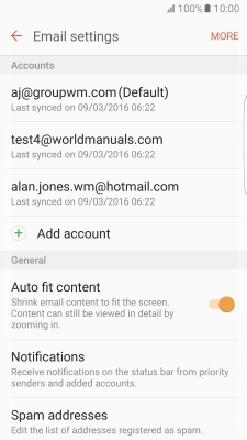 Press the required email account.