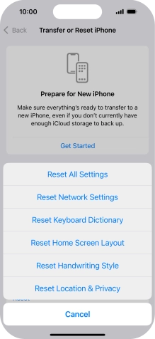 Press Reset All Settings. Press Reset All Settings.