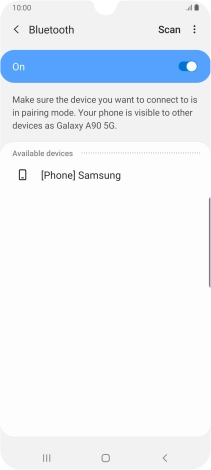 Press the required Bluetooth device and follow the instructions on the screen to pair the device with your phone.