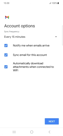 If this screen is displayed, you email account has been recognised and set up automatically. Follow the instructions on the screen to key in more information and finish setting up your phone.