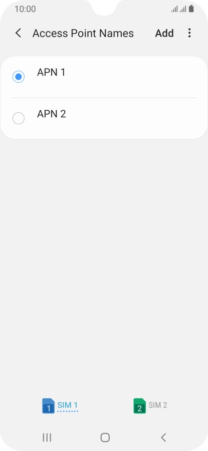 Press the field next to the data connection to activate it.