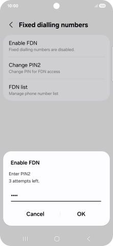 Key in your PIN2 and press OK.