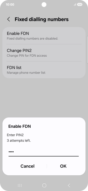 Key in your PIN2 and press OK.