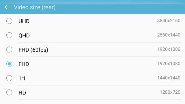 Press the required setting.
