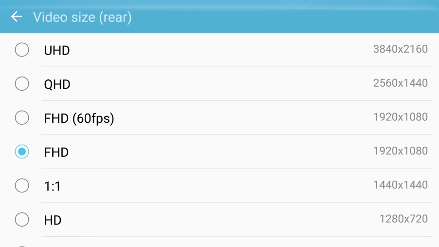 Press the required setting.