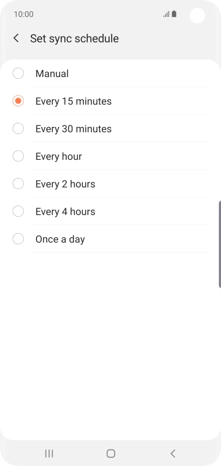 Press the required setting.