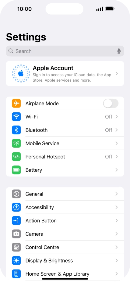 Press Apple Account.