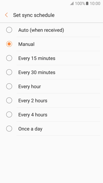 Press the required setting.