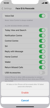 If you turn on the function, press Enable. If you turn on the function, press Enable.