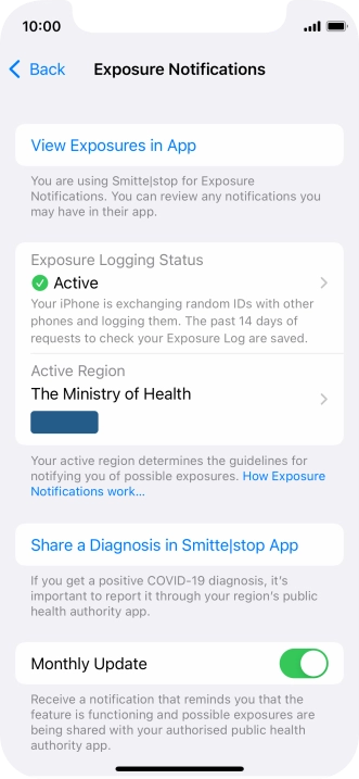 Press Exposure Logging Status.
