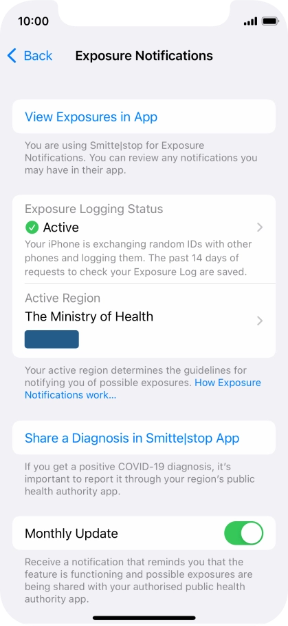 Press Exposure Logging Status.