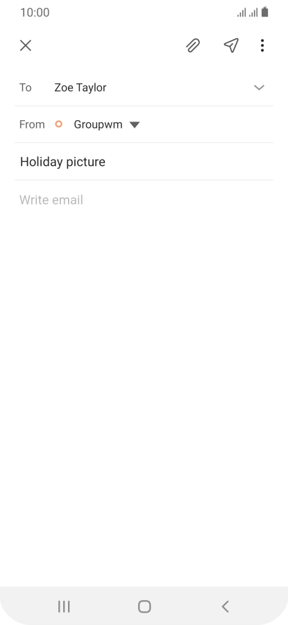 Press the text input field and write the text for your email message.