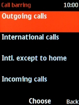 Select the required barring type.