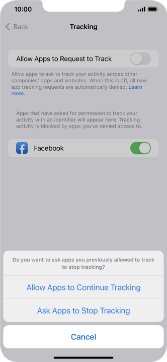 If you turn off the function, press the required setting.