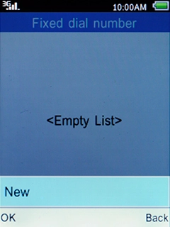 Select New and press the Left selection key.