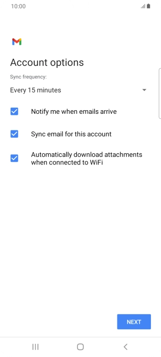 If this screen is displayed, you email account has been recognised and set up automatically. Follow the instructions on the screen to key in more information and finish setting up your phone.