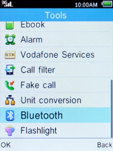 Select Bluetooth and press the Left selection key.