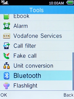 Select Bluetooth and press the Left selection key.